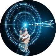 Hand pointing an arrow at a target